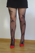 Netzstrumpfhose Damen – Skull Muster Schwarz | NoirSilk